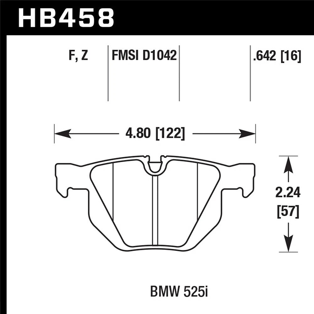 Hawk HB458F.642 Perf Street Brake Pads | BMW 525i/530i/525xi/530xi/ X5/X6 (04-10,18-19) (HB458F.642)