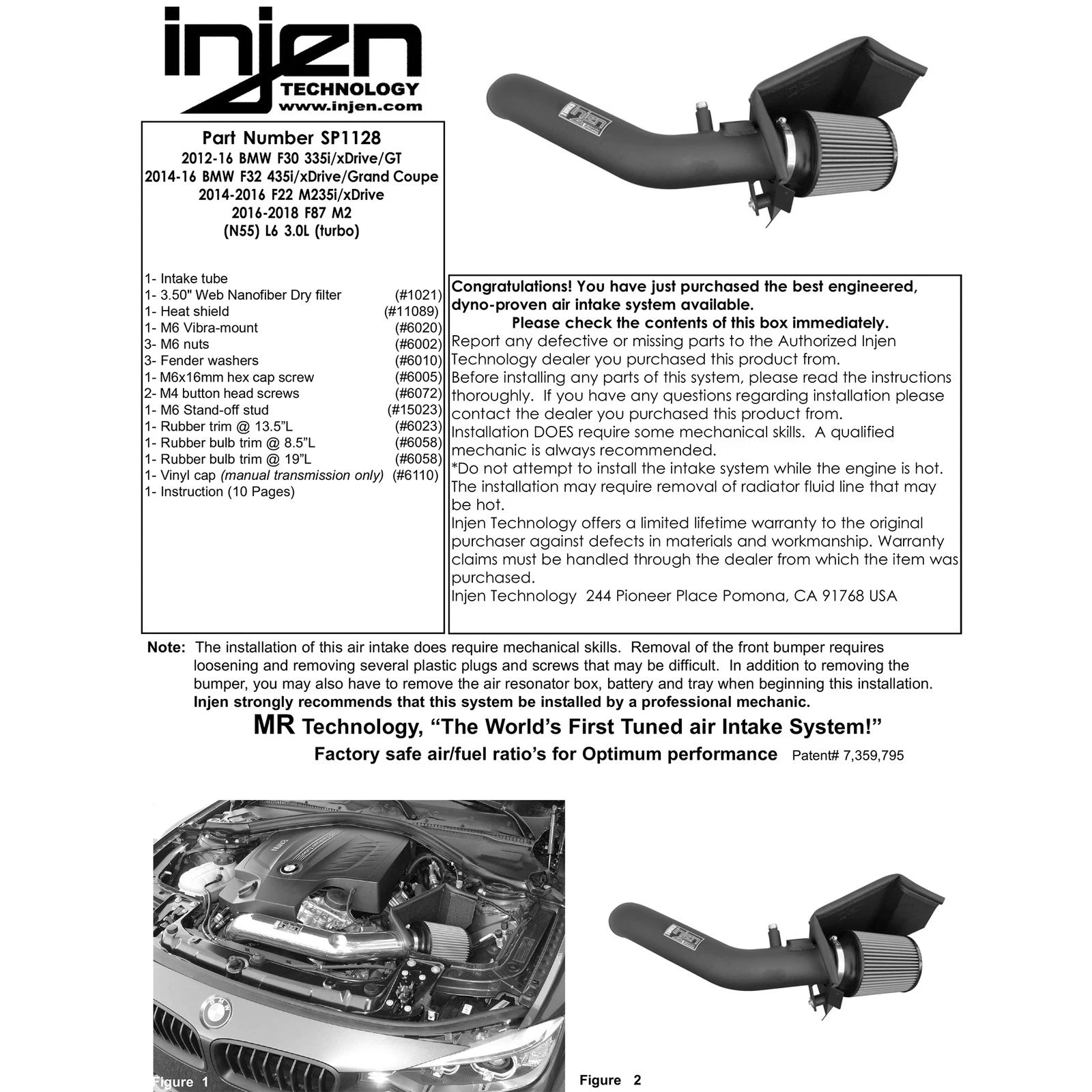 Injen Polished Short Ram Intake | BMW 335i (N55) 3.0L Turbo (12-15) (SP1128P)