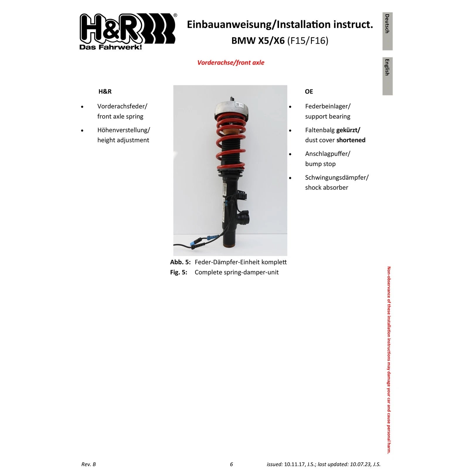 H&R VTF Adjustable Lowering Springs | BMW X6 M (F86) (15-19) (23008-1)