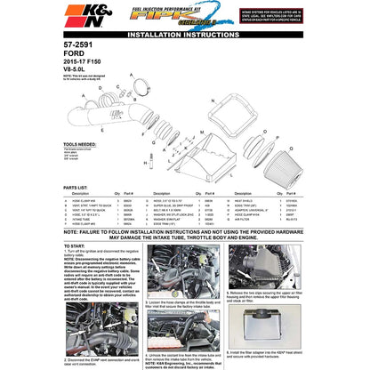 K&N Performance Intake Kit | Ford F-150 5.0L V8 (15+) (57-2591)