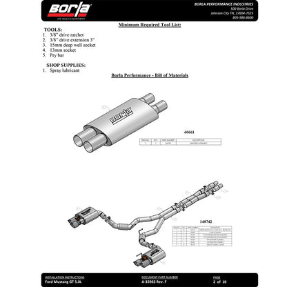 Borla S-Type Cat-Back Exhaust | 2018 Ford Mustang GT (140742)