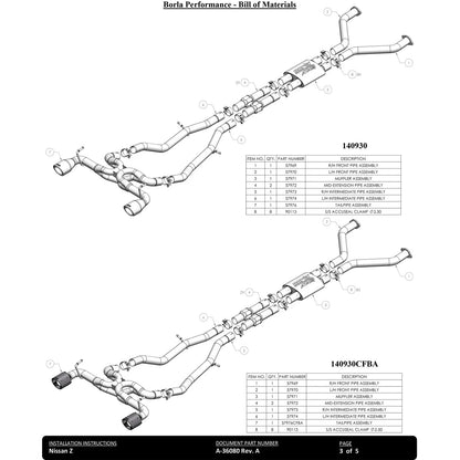 Borla S-Type Catback Exhaust System | 2023+ Nissan Z (140929)