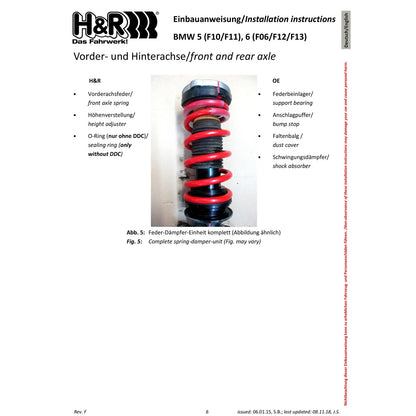 H&R VTF Adj Springs BMW 535d 14-16 | EDC (F10) (23000-1)