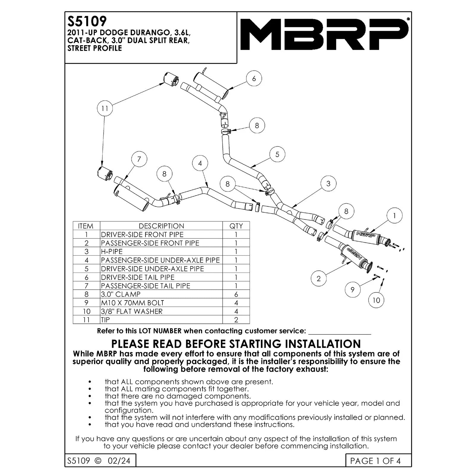 MBRP 3.0" Dual Rear Exit Cat-Back Exhaust | Dodge Durango 3.6L V6 AL Series (2011+) (S5109AL)