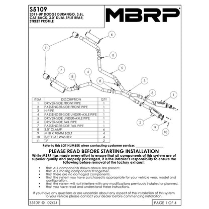 MBRP 3.0" Dual Rear Exit Cat-Back Exhaust | Dodge Durango 3.6L V6 AL Series (2011+) (S5109AL)