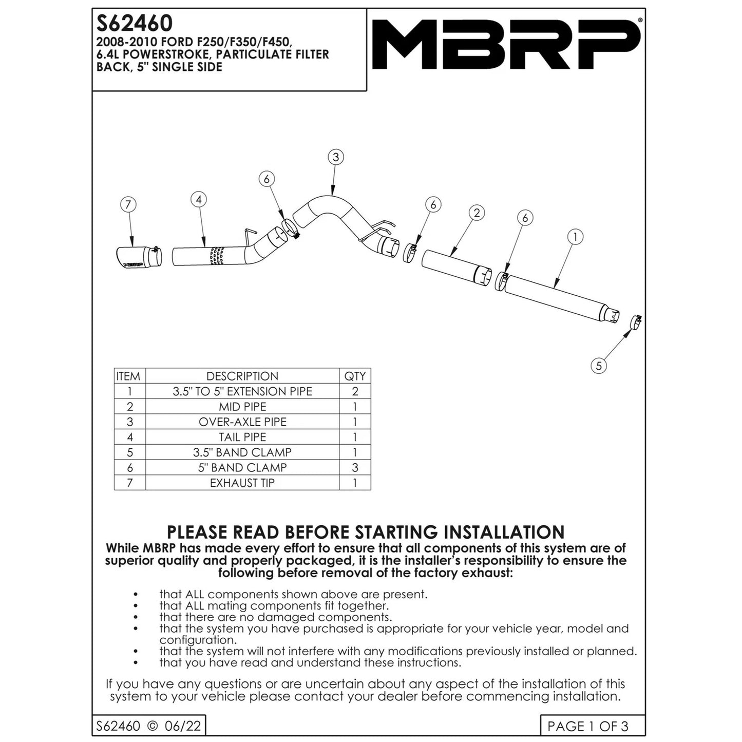 MBRP Armor Lite Filter Back Exhaust | Ford F-250/350/450 08-10 (S62460AL)