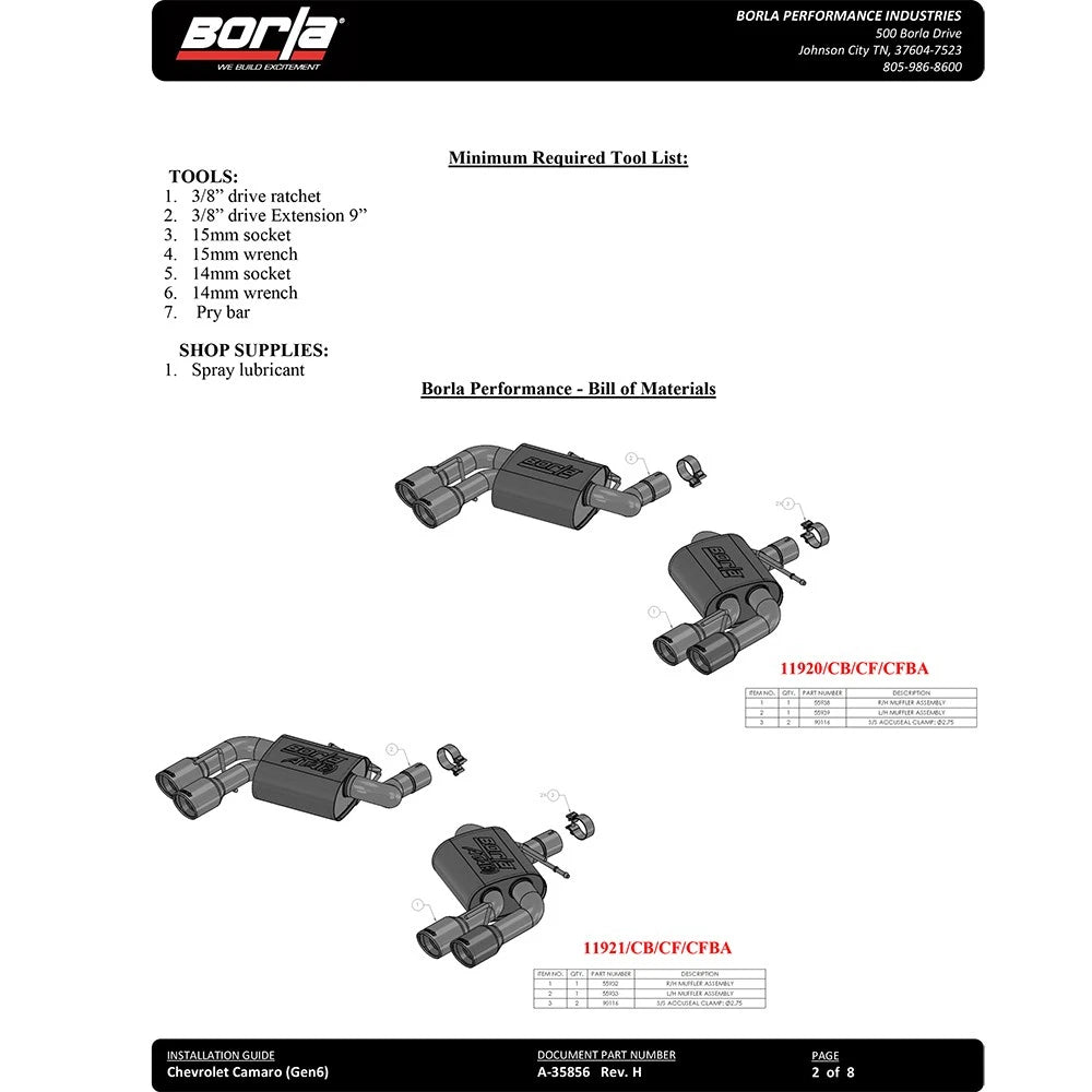 Borla Axle-Back Exhaust System - ATAK | 2016-2021 Chevrolet Camaro 3.6L (11927)