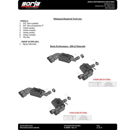Borla Axle-Back Exhaust System - ATAK | 2016-2021 Chevrolet Camaro 3.6L (11927)