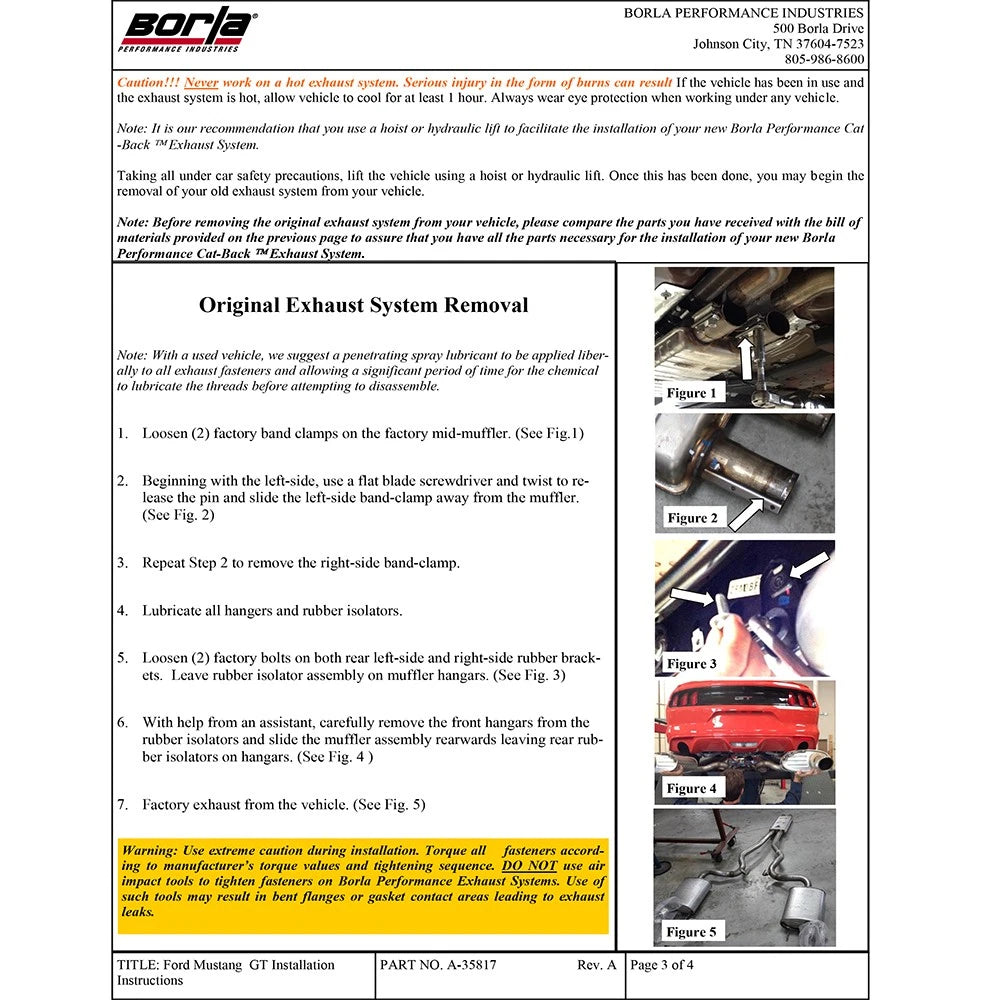Borla Cat-Back Exhaust System - S-Type | 2015-2017 Ford Mustang Coupe 5.0L (140629)