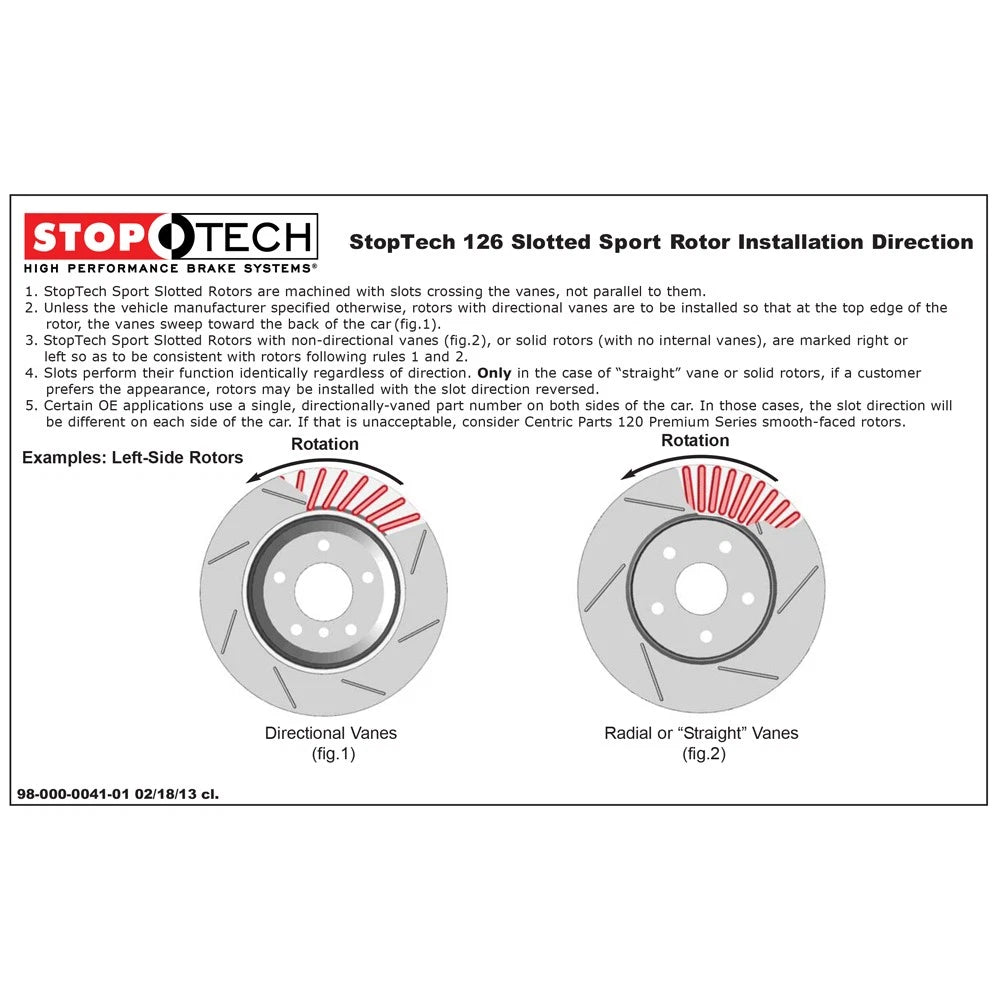 StopTech 126.34080SL Rear Left Slotted Brake Rotor for 07-13 BMW 335i / 10-15 X1