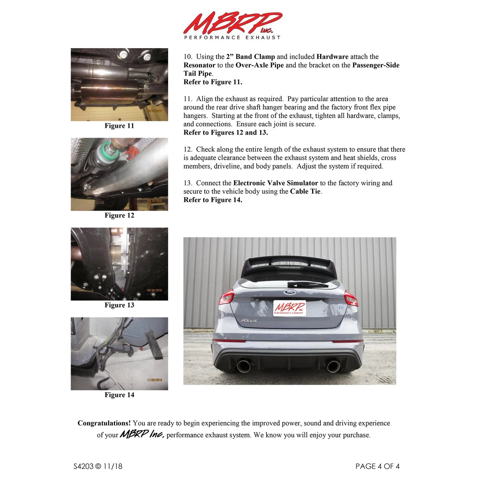 MBRP 3in Dual Outlet T409 Stainless Steel Cat-Back Exhaust | Ford Focus RS (16+) (S4203409)