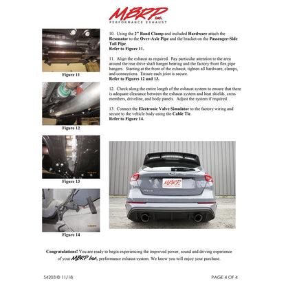 MBRP 3in Dual Outlet T409 Stainless Steel Cat-Back Exhaust | Ford Focus RS (16+) (S4203409)