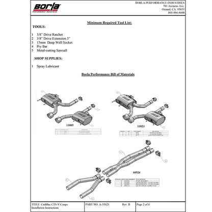 Borla Axle-Back Exhaust System - S-Type | 2011-2015 Cadillac CTS V Coupe 6.2L (11823)