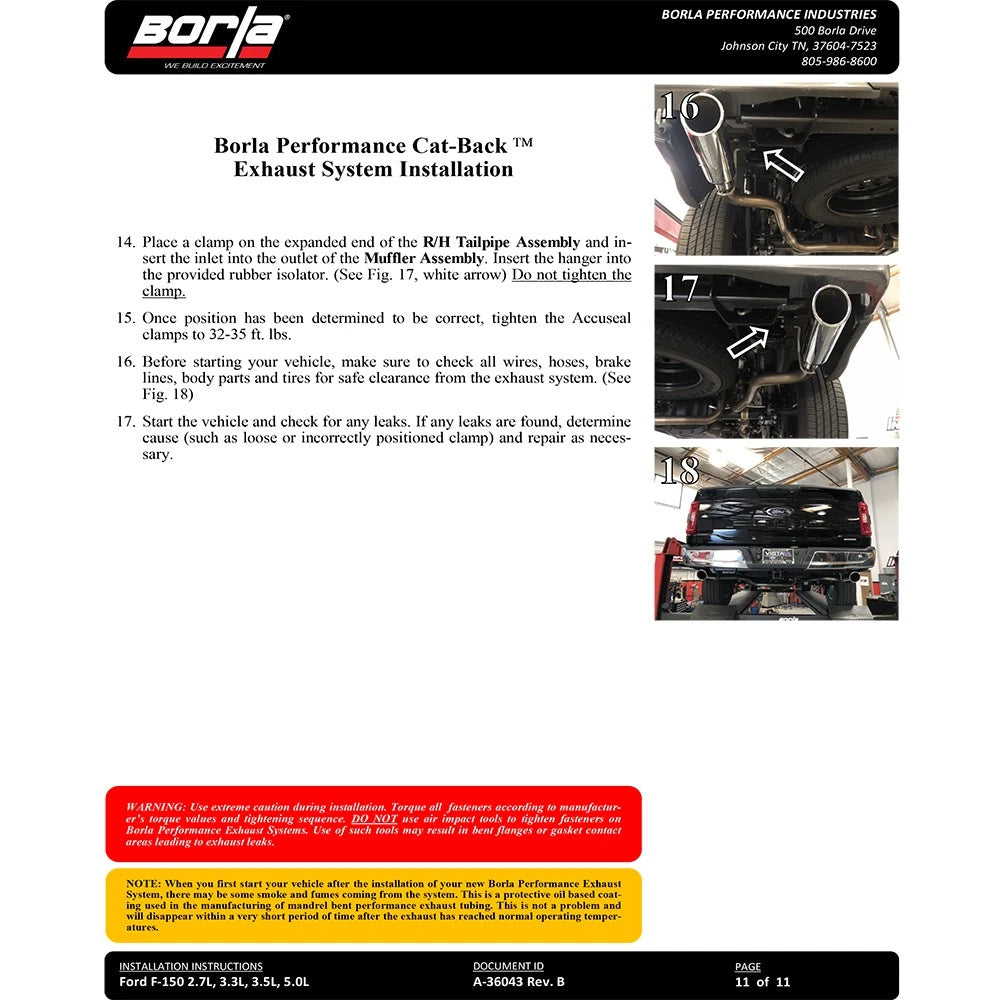Borla F-150 2021 5.0L 4dr CC SB EC STB Lariat/KR/Pltnm/LTD 3/2.25 SRE Cat-Back ATAK Black Tips | Ford F-150 (21) (BC140867BC)