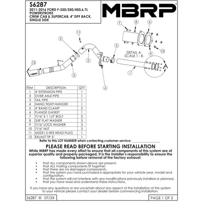 MBRP 4in Single Side Exit T409 Exhaust w/ 5in Tip | Ford F250/350/450 6.7L (15) (S6287409)