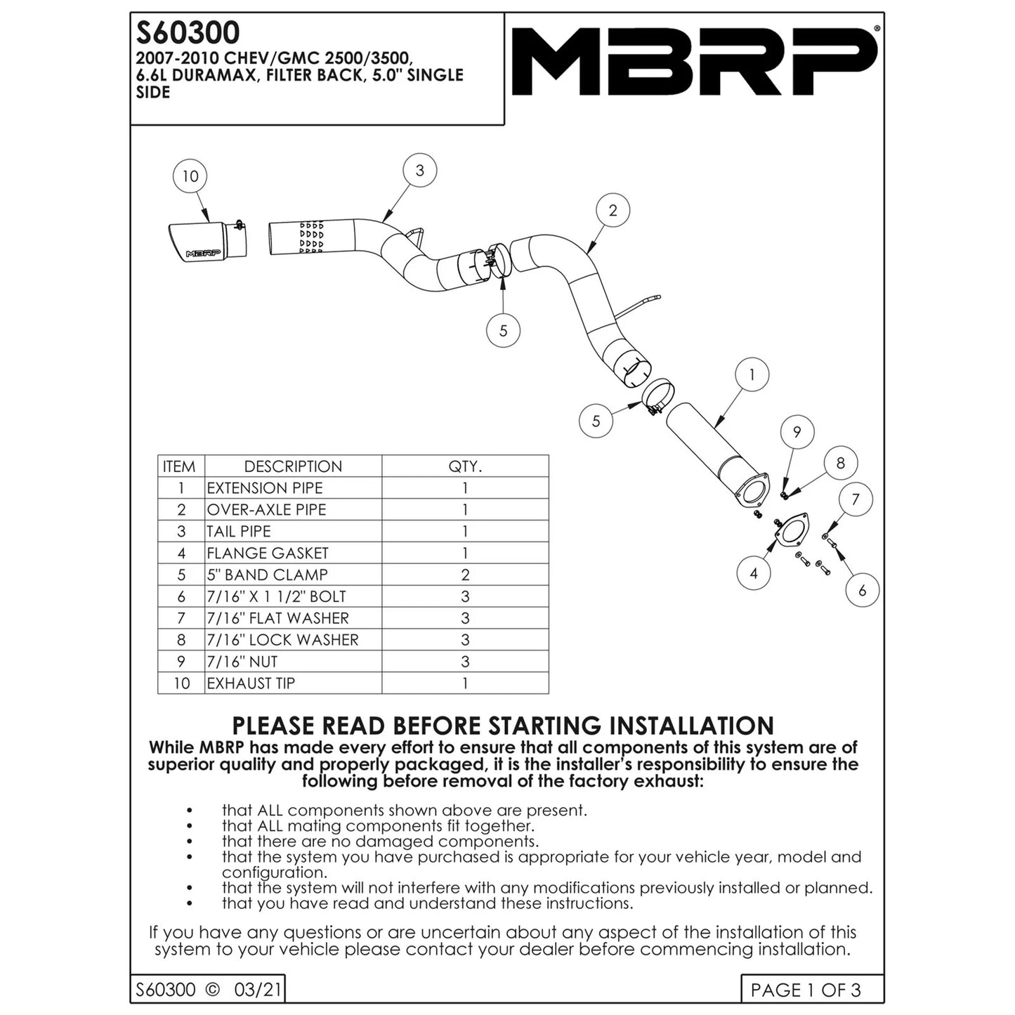 MBRP 07-13 Chev/GMC 2500/3500 Duramax Exhaust | Silverado/Sierra (S60300AL)