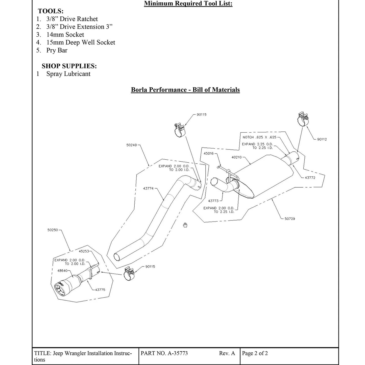 Borla Cat-Back Exhaust System - Touring | 1991-1995 Jeep Wrangler 4.0L (14364)