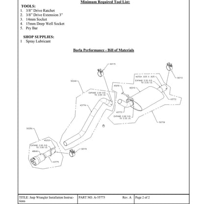Borla Cat-Back Exhaust System - Touring | 1991-1995 Jeep Wrangler 4.0L (14364)