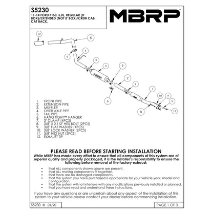 MBRP 3in Cat-Back Single Side Exit Aluminum Exhaust System | Ford F150 (11-12) (S5230AL)