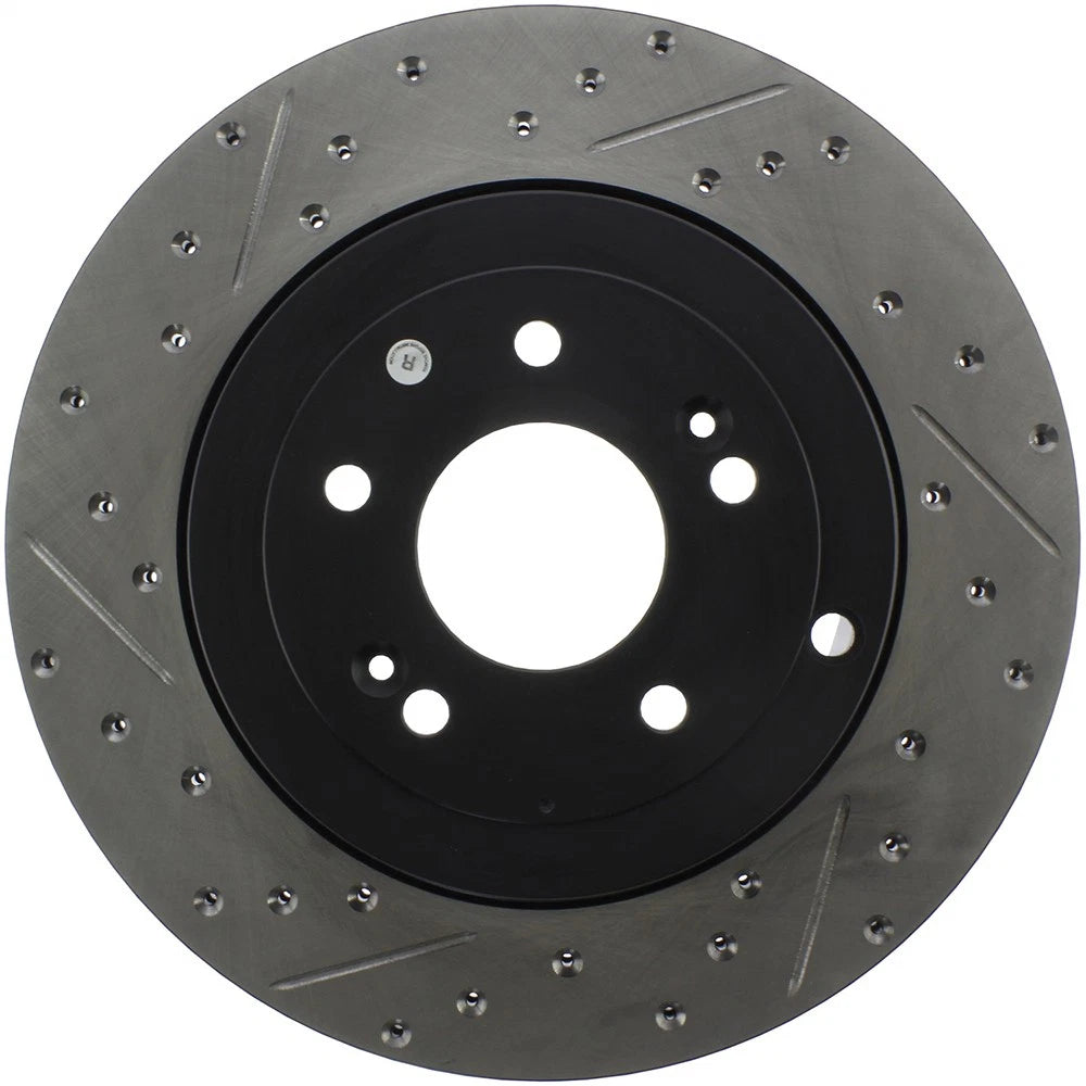 StopTech 127.51035R Rear Right Drilled Slotted Brake Rotor for 2010-2016 Genesis