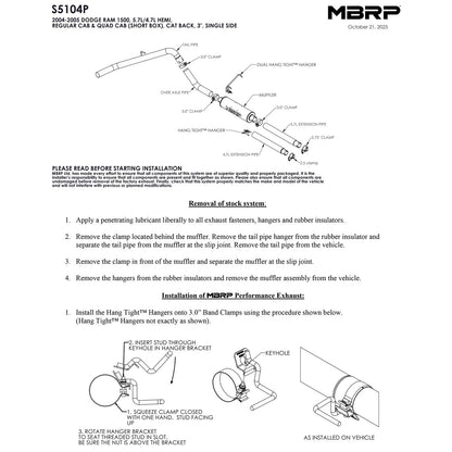 MBRP 3in AL P Series Cat-Back Single Side Exhaust | Dodge Ram 1500 Hemi 5.7L (04-05) (S5104P)