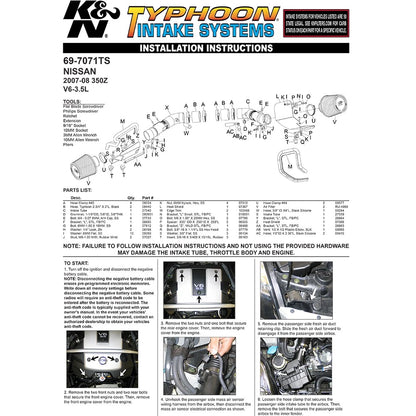 K&N Engineering Short Ram Intake: Nissan 350Z 2007 - 2008