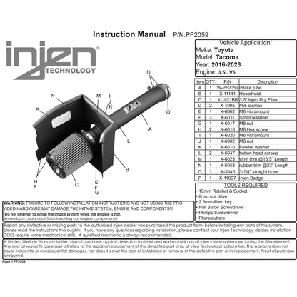 Injen 16-20 Toyota Tacoma 3.5L V6 Short-Ram Intake System w/ Air Fusion | Toyota Tacoma (16-23)