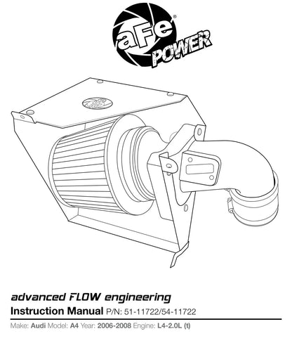 aFe Magnum FORCE Stage-2 Cold Air Intake System w/ Pro 5R Filter | Audi A4 2.0T (06-08) (54-11722)
