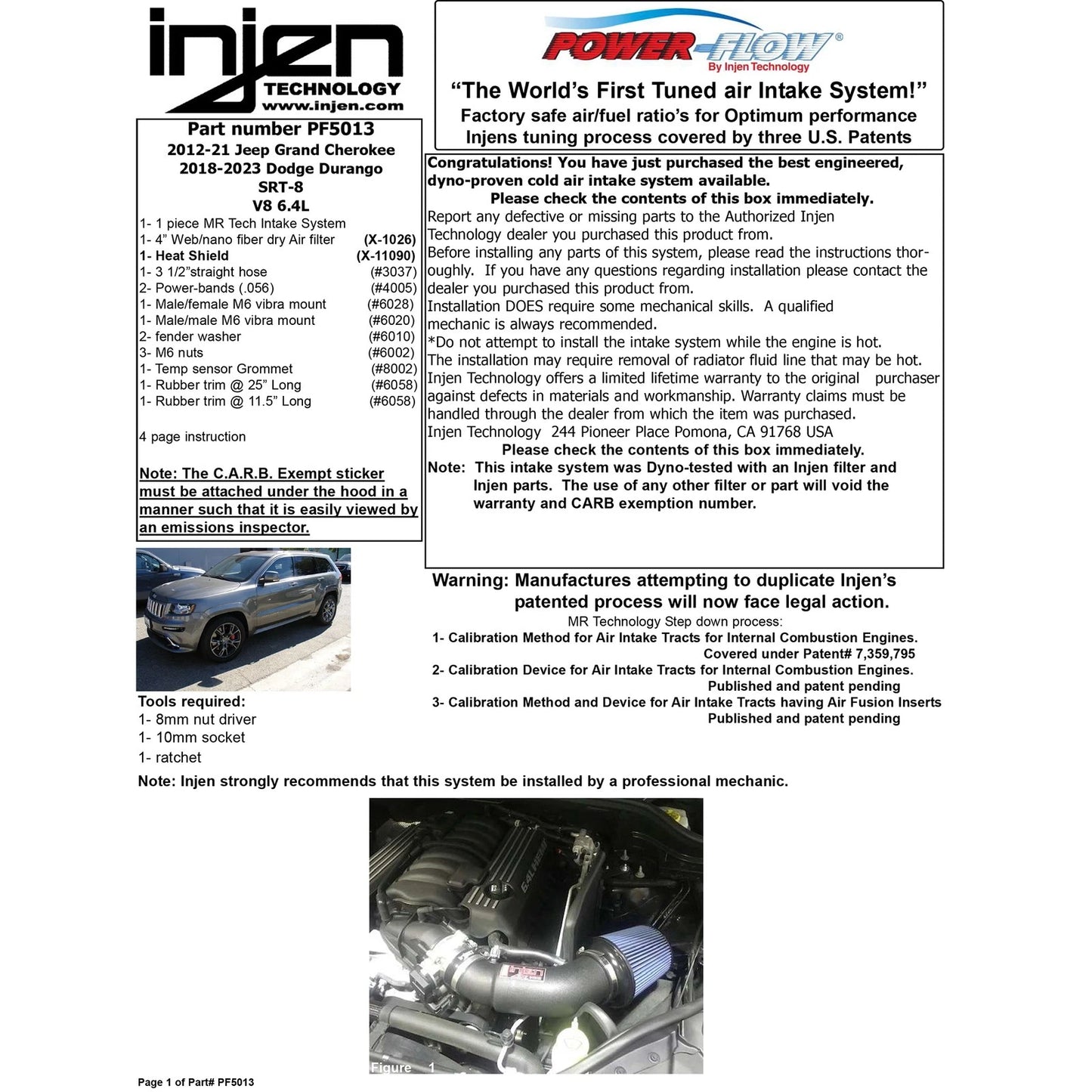 Injen Polished Short Ram Intake w/ Heat Shield | Jeep Grand Cherokee SRT-8 6.4L V8 (PF5013P)