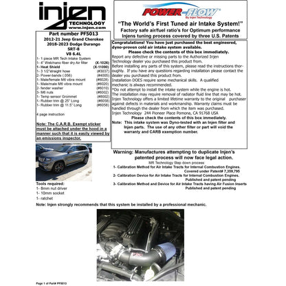 Injen Polished Short Ram Intake w/ Heat Shield | Jeep Grand Cherokee SRT-8 6.4L V8 (PF5013P)