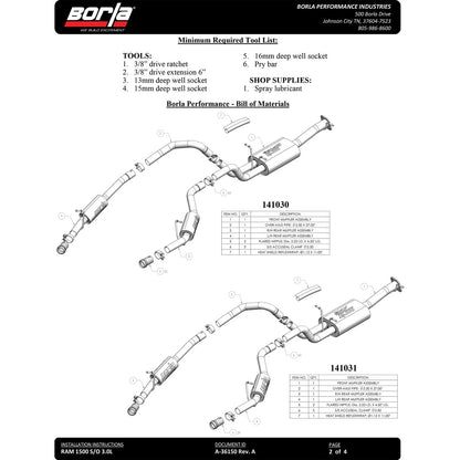 Borla 141031 ATAK Stainless Cat Back Exhaust System for 2025-2026 RAM 1500 3.0L