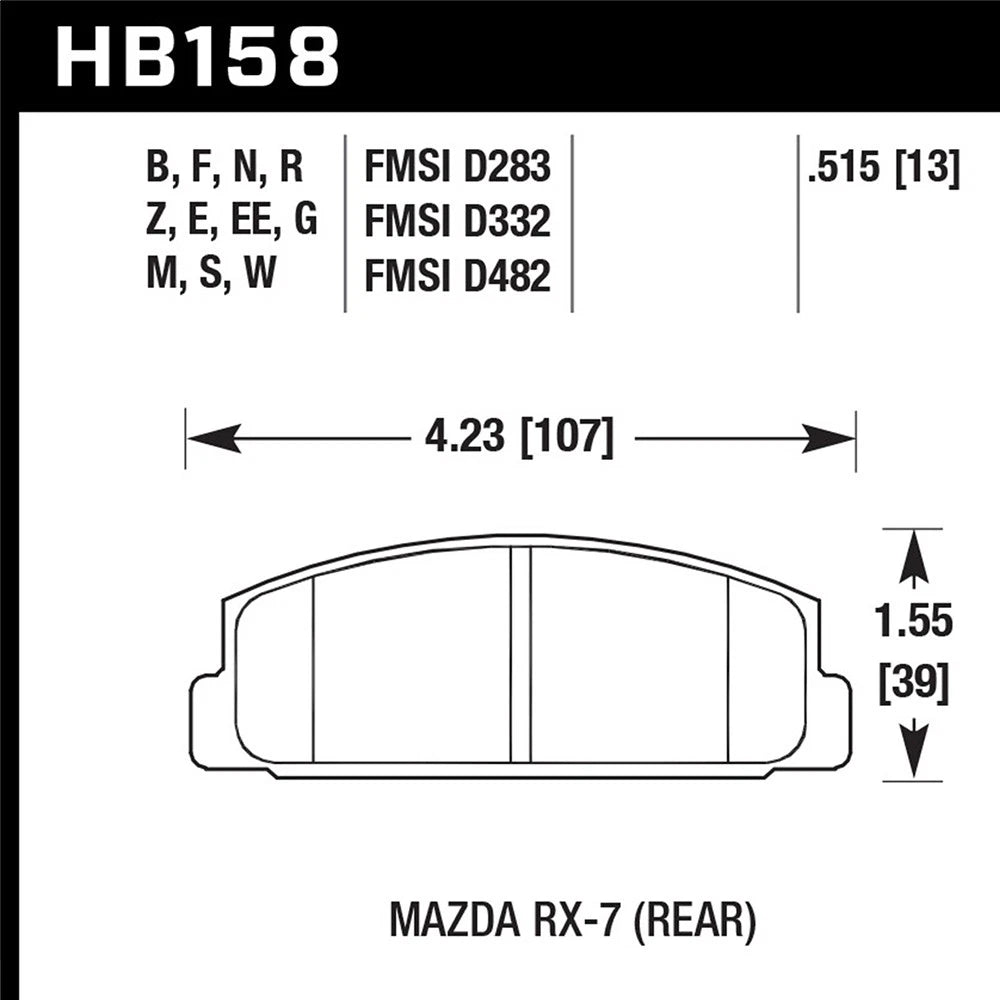 Hawk Performance Street Rear Brake Pads | Mazda RX-7 (1986–1995) (HB158F.515)