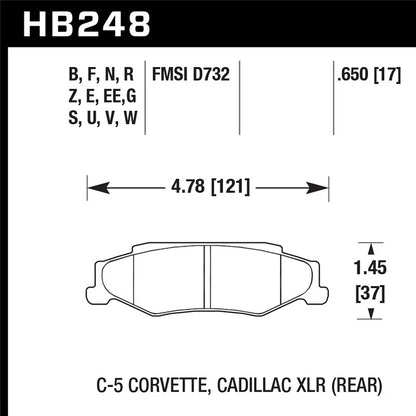 Hawk HPS Rear Brake Pads | Cadillac XLR/Corvette (97-13) (HB248F.650)