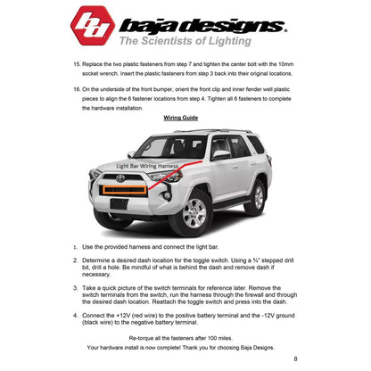 Baja Designs 447512 S8 30 inch LED Driving Light Bar for 2015-22 Toyota 4Runner