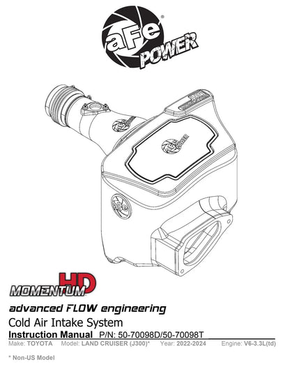 aFe Momentum HD Cold Air Intake System w/ Pro DRY S Filter 2022 Toyota Land Cruiser V6-3.3L (td)