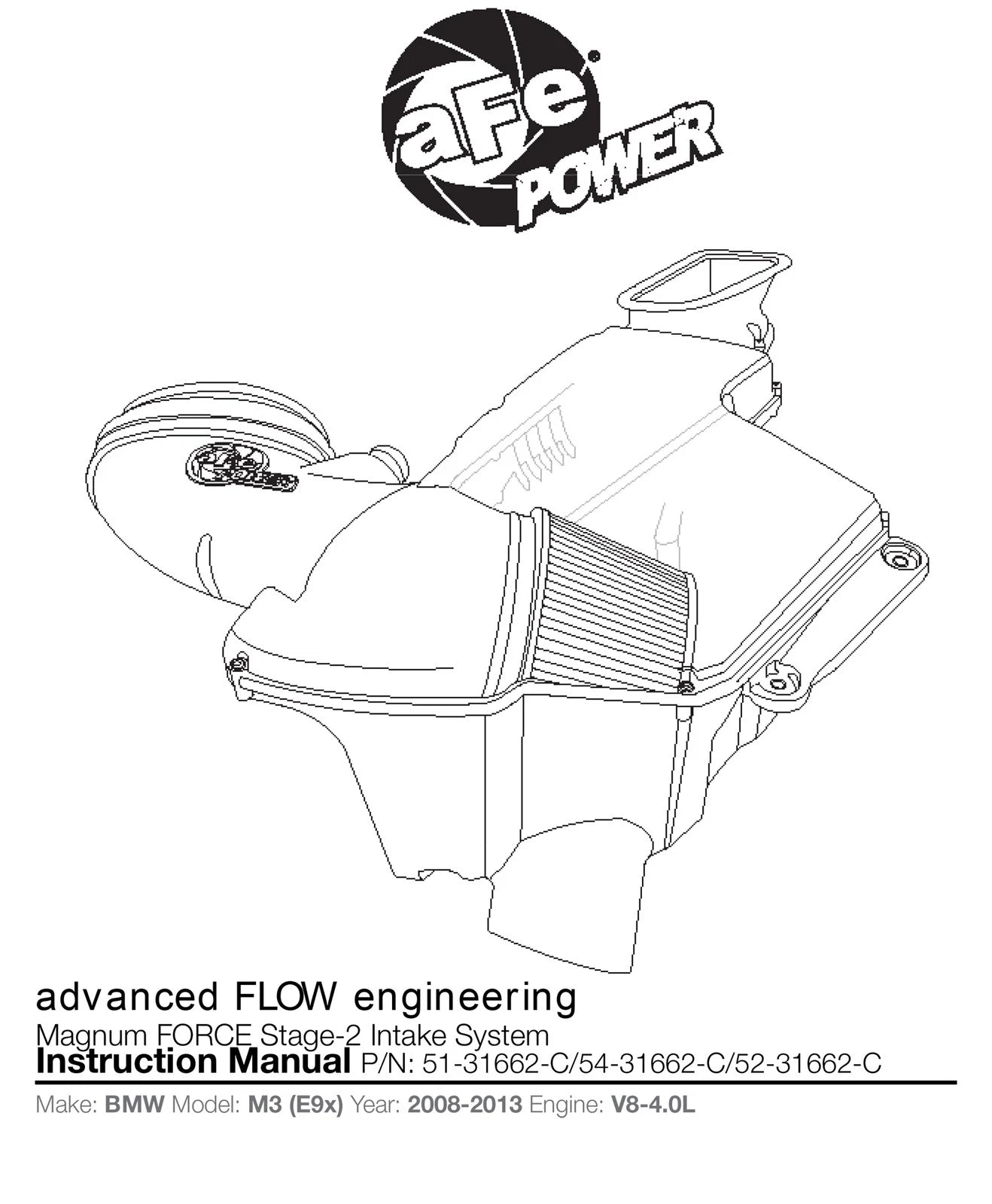 aFe Black Series Stage-2 Carbon Fiber Cold Air Intake | BMW M3 (08-13) E9X V8 (51-31662-C)