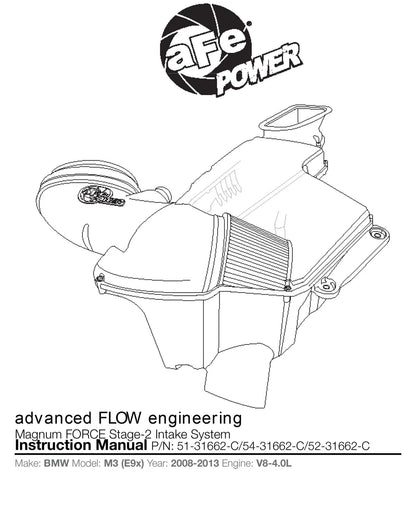 aFe Black Series Stage-2 Carbon Fiber Cold Air Intake | BMW M3 (08-13) E9X V8 (51-31662-C)