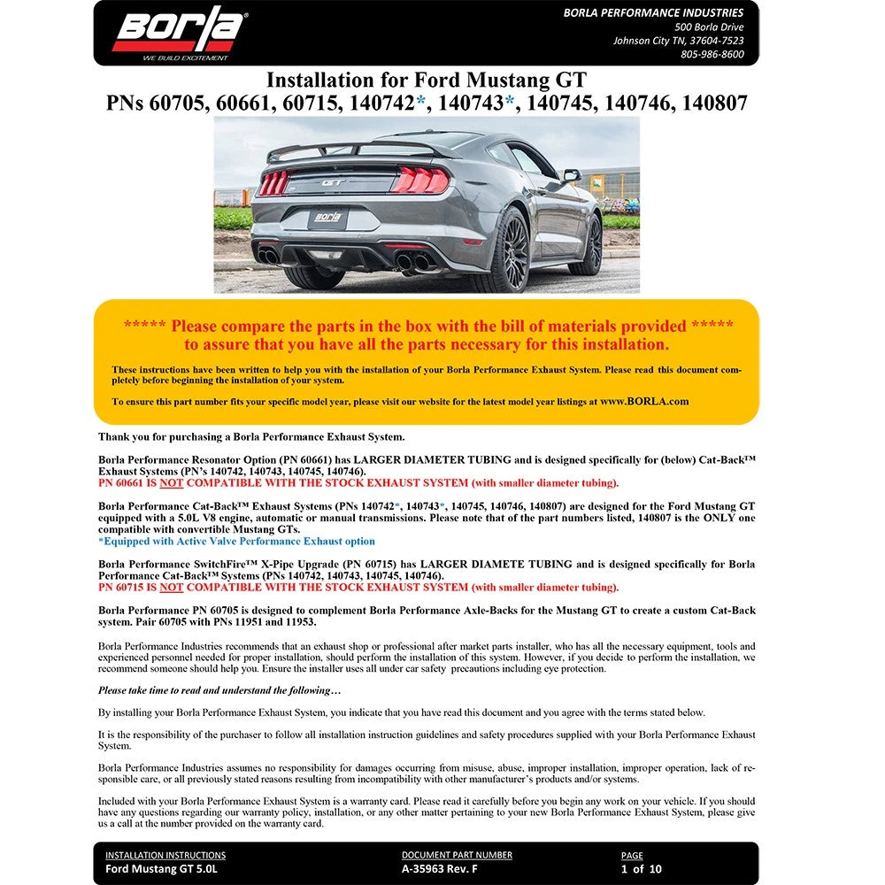 Borla ATAK Cat-Back Exhaust | 2018 Ford Mustang GT (140743)
