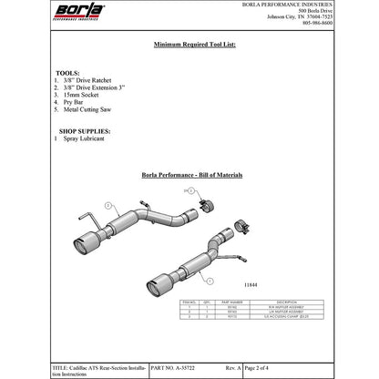Borla Axle-Back Exhaust System - S-Type | 2013-2014 Cadillac ATS Automatic RWD 2.0L (11844)
