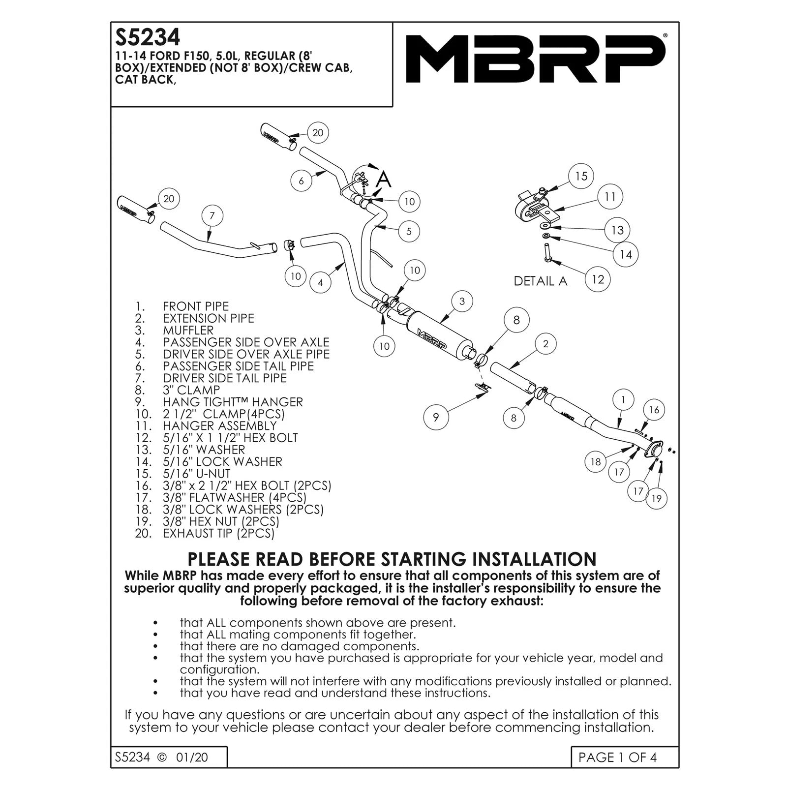 MBRP 3in Aluminized Cat Back Dual Split Rear Exit Exhaust | Ford F-150 5.0L V8 (11) (S5234AL)