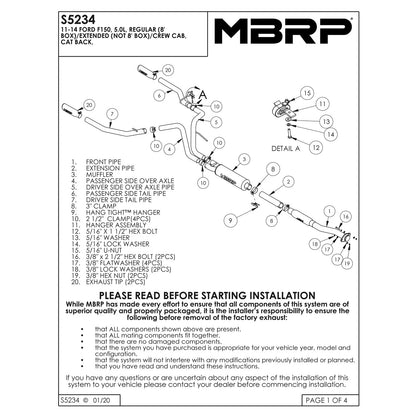 MBRP 3in Aluminized Cat Back Dual Split Rear Exit Exhaust | Ford F-150 5.0L V8 (11) (S5234AL)