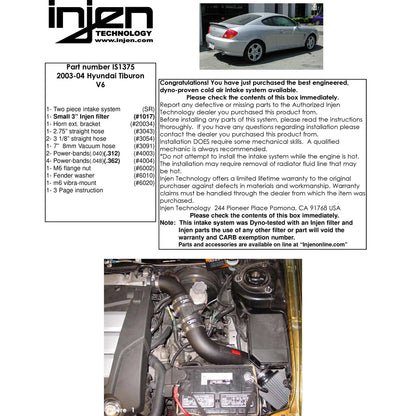 Injen Polished Short Ram Intake | Hyundai Tiburon V6 (03-04) (IS1375P)