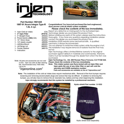 Injen Polished Cold Air Intake | 1997-2000 Acura Integra Type-R (RD1425P)