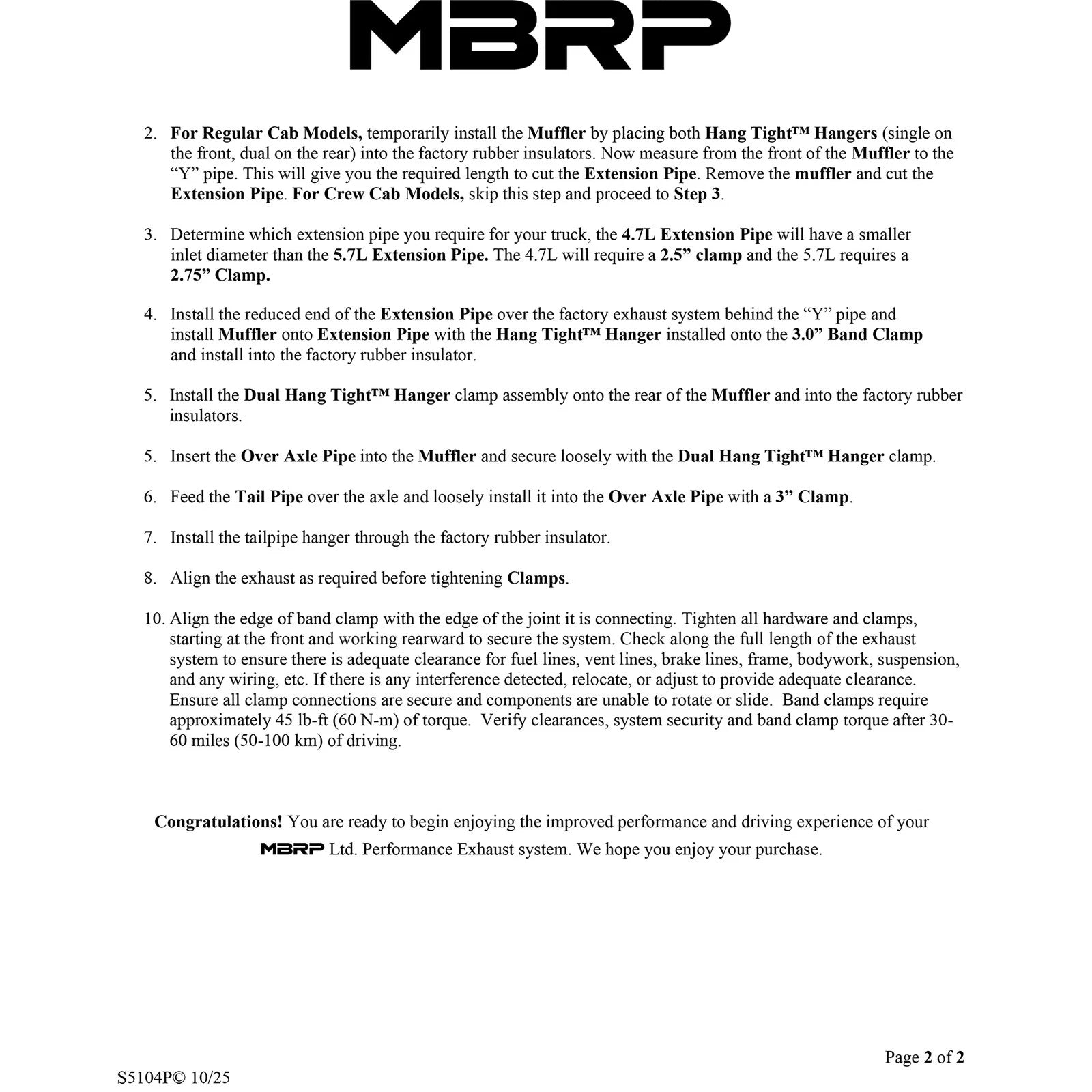 MBRP 3in AL P Series Cat-Back Single Side Exhaust | Dodge Ram 1500 Hemi 5.7L (04-05) (S5104P)