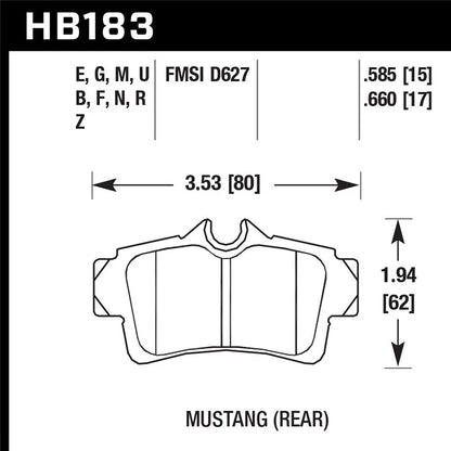 Hawk Performance Street Rear Brake Pads | Ford Mustang 1994–2004 (HB183F.585)