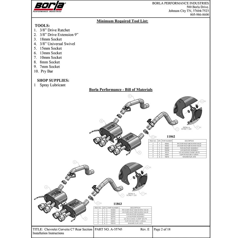 Borla Axle-Back Exhaust System - ATAK | 2014-2019 Chevrolet Corvette 6.2L (11863)