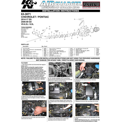 K&N AirCharger Performance Intake | Pontiac G8 V8-6.0L (08-09) (63-3071)