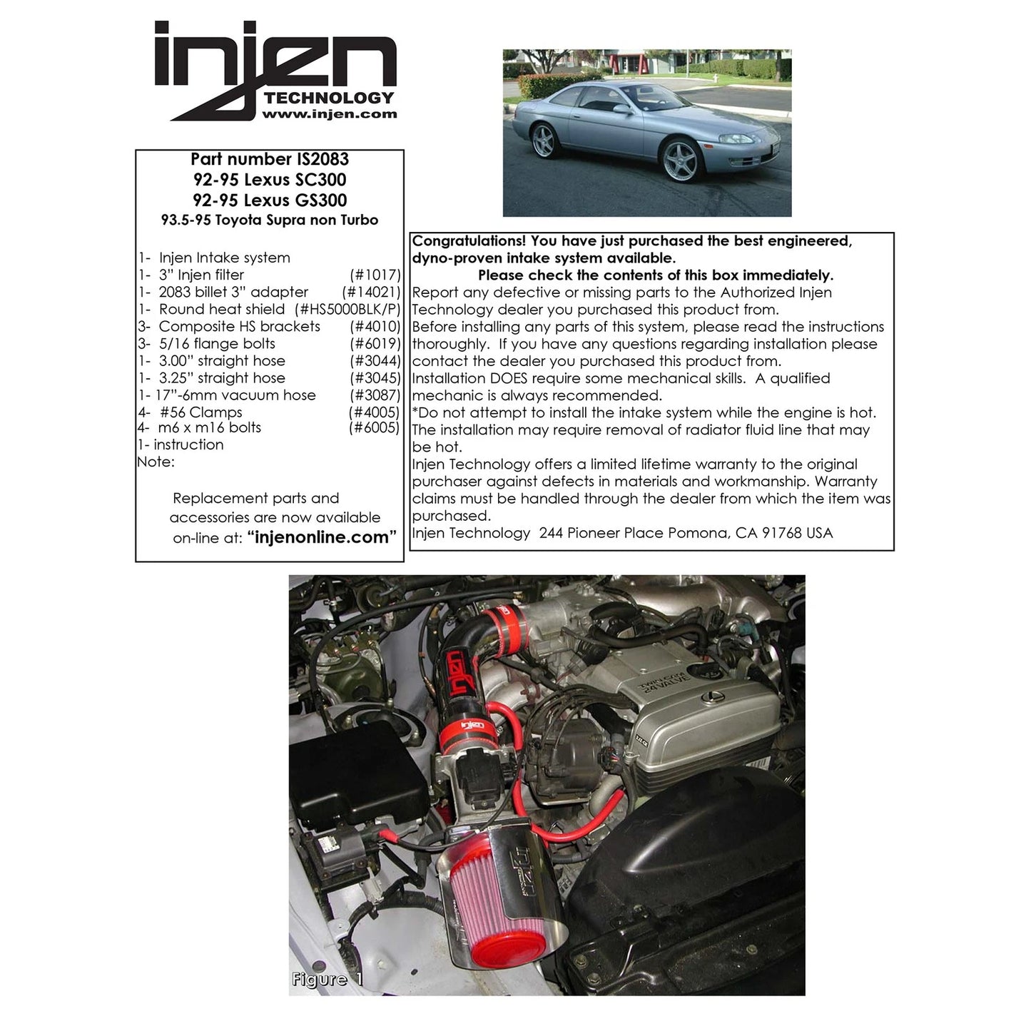 Injen Polished Short Ram Intake | Toyota Supra/GS300/SC300 (92-95) | (IS2083P)