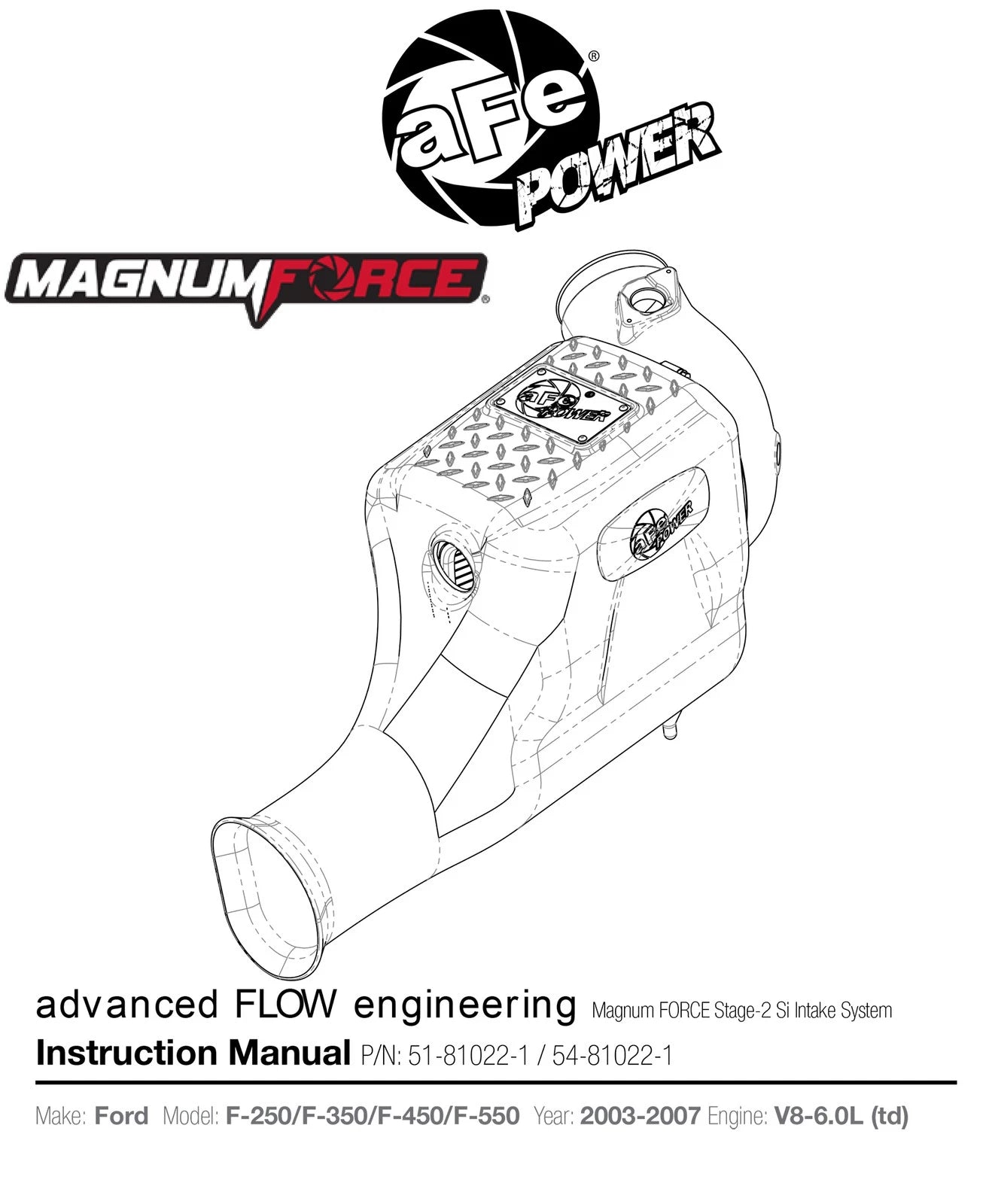 aFe MagnumForce Stage 2 Si Cold Intake | Ford F-250/350 Super Duty (99-07) (51-81022-1)