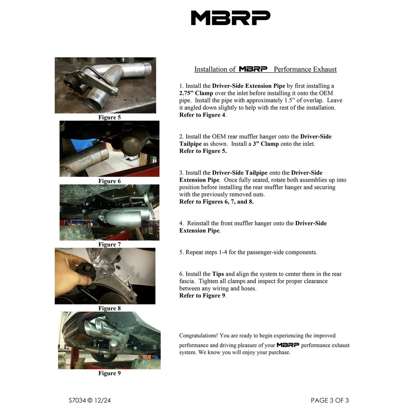 MBRP 3in Dual Rear Exit Axle Back w/ 4.5in OD Tips - BLK | Chevrolet Camaro SS (16-19) (S7034BLK)